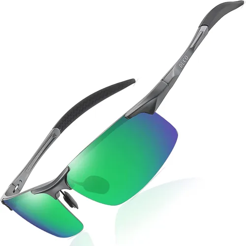 Vista 16 de Duco - Gafas de sol deportivas polarizadas para hombre con protección UV 8177s Un marco negro lente gris