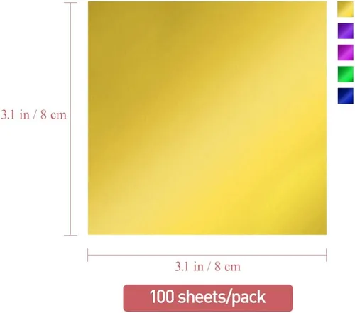Vista 5 de Hojas de papel de aluminio, 100 unidades de envoltorios de chocolate, envoltorios de dulces, papel de aluminio para decoración casera de caramelos