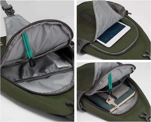Vista 42 de Waterfly - Mochila cruzada tipo bandolera para viajes y caminatas, bolsa de pecho, Gris, talla única