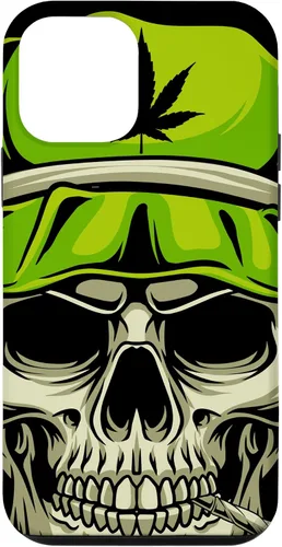 Vista 12 de iPhone 15 Cráneo Con Sombrero Ilustración - Hoja de Cannabis Weed THC CBD Case