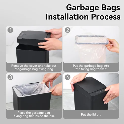 Vista 5 de kaylowe - Cubo de basura automático para baño de 2.6 galones, juego de 2 cubos de basura pequeños sin contacto, con sensor de movimiento delgado