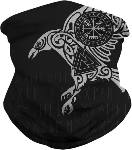 Vista 2 de GLUDEAR Máscara facial vikingo con estampado 3D de calavera y rayos UV, bandana sin costuras, bandana multifuncional para el cuello, para mujeres
