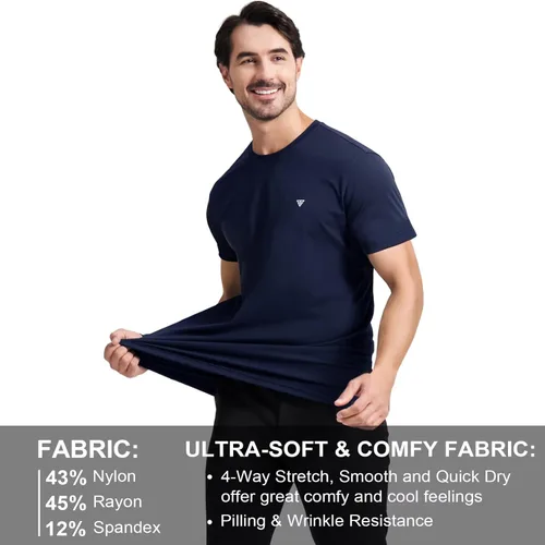 Vista 4 de M MAELREG Camiseta para hombre que absorbe la humedad, manga corta y larga, ligera, casual, cuello redondo, camisetas de golf para hombres