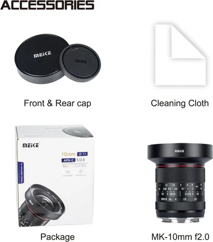 Vista 6 de Meike Lente de enfoque manual APS-C ultra gran angular F2.0 de 0.394 in compatible con cámaras Sony E-Mount A6700 A6600 A6400 A5000 A5100 A6000