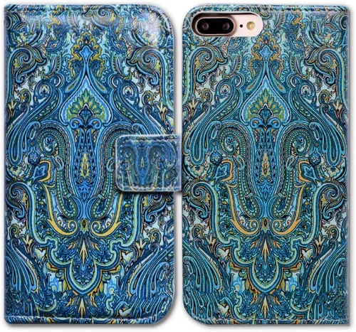 Vista 16 de Bcov Bfun - Funda para iPhone 8 Plus, funda para iPhone 7 Plus, diseño de cachemira brillante con ranura para tarjetas, funda de cuero para iPhone 7