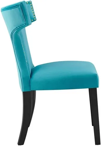 Vista 5 de Modway EEI-5008-BLU - Juego de 2 sillas de comedor de terciopelo de alto rendimiento, color azul