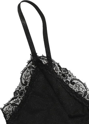 Vista 4 de SweatyRocks - Conjunto de ropa interior de lencería con borde de encaje, bralette con tirantes y calzón para mujer