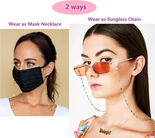 Vista 6 de Colorido soporte de cadena con cuentas para gafas de sol para mujeres., 70cm