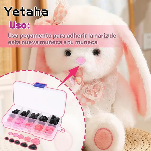 Vista 4 de Yetaha 150 piezas de nariz de plástico, 5 tamaños de nariz triangular artesanal para animales de peluche, muñecas, osos, perros, marionetas