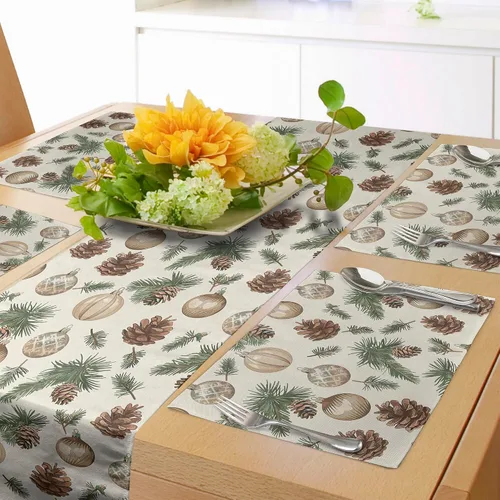 Vista 67 de Lunarable Camino de mesa tropical y manteles individuales, acuarela tucán loro flamenco piñas y flores silvestres sobre rombo, juego para decoración