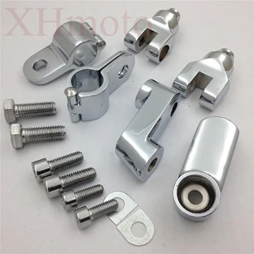 Vista 6 de Abrazaderas cromadas para carretera de 1.5 pulgadas, clavijas de pie grandes compatibles con V-STAR Roadstar VULCAN [B0125VPVXM]