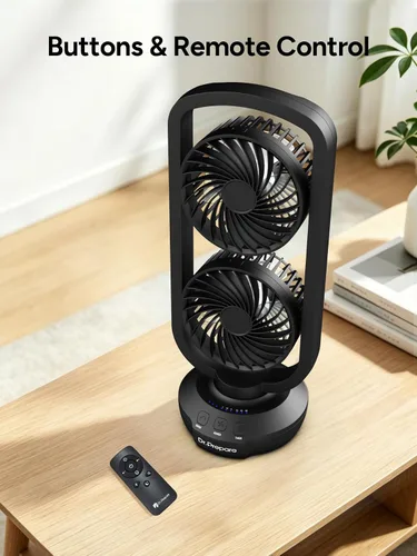 Vista 6 de DR.PREPARE Ventilador de Torre Pequeño Ventiladores de Mesa Oscilantes con inclinación de 270°, oscilación de 105°, 3 velocidades y 3 temporizadores