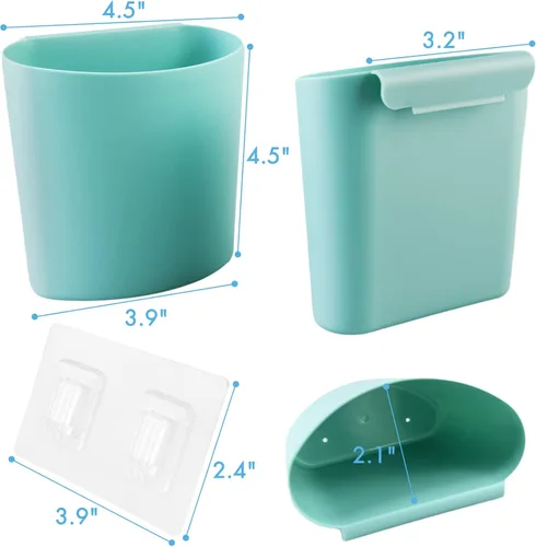 Vista 2 de Paquete de 4 soportes para bolígrafos de pared, organizador de vasos de lápices rosa y verde para marcador/control remoto/crayón/pizarra blanca
