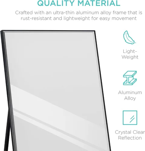 Vista 5 de Best Choice Products Espejo grande de longitud completa de 65 x 22 pulgadas, espejo rectangular colgante e inclinado para dormitorio, sala de estar