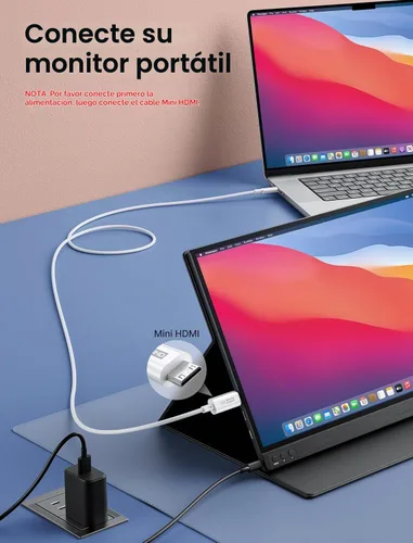 Vista 3 de JSAUX Cable USB C a Mini HDMI de 3.3 pies (no HDMI), cable 4K tipo C a mini Lado corto hacia la pantalla
