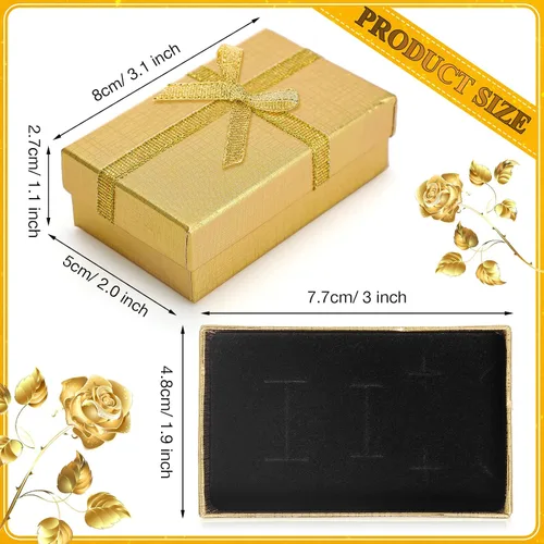 Vista 2 de Kenning Juego de 36 cajas de regalo de joyería, pequeñas cajas de regalo a granel con tapas, lazo de cinta para anillos, aretes, pulsera, collar