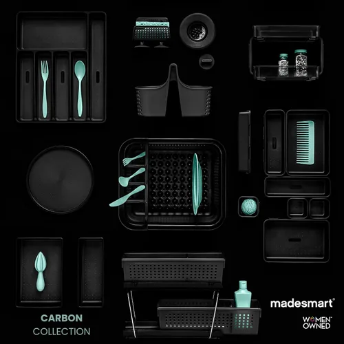 Vista 6 de madesmart Estante plegable para platos, estación de secado de platos plegable para platos, cuencos, tazas y utensilios, tabla de drenaje integrada