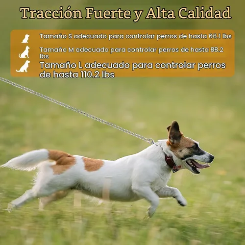 Vista 5 de PETTOM Correa de cadena de metal para perros, cuerda de acero resistente a prueba de mordidas con mango acolchado para perros medianos y grandes