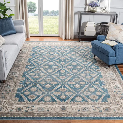 Vista 13 de SAFAVIEH Colección Sofia Alfombra de Pasillo - 66 cm x 183 cm, Azul y Beige, Diseño Oriental Vintage Desgastado, No Desprende Pelusa y Fácil