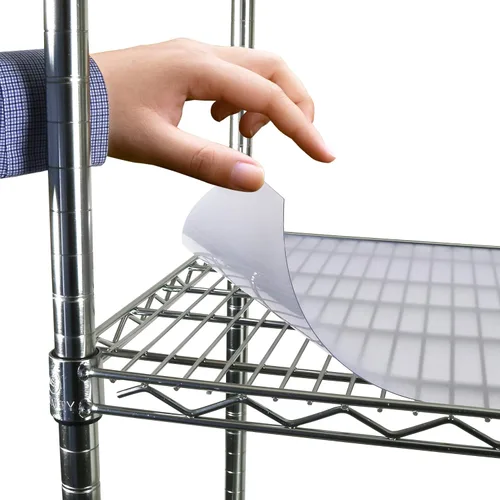 Vista 3 de Revestimientos de PVC para estantes de alambre, paquete de 4, revestimientos transparentes para estantes, para estantes de 24 x 12 pulgadas