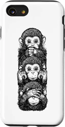 Vista 18 de Three Wise Monkeys See No Evil Hear No Evil Speak No Evil Case for iPhone 16