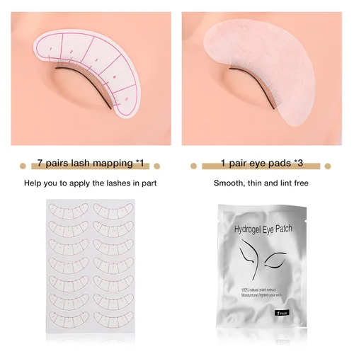Vista 5 de LASHVIEW Kit de extensión de pestañas, con cabeza de maniquí, suministros de extensión de pestañas para principiantes, kit profesional de extensión