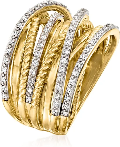 Vista 3 de Ross-Simons Anillo de carretera de diamantes de 0,25 qt t en oro amarillo de 18 quilates sobre plata de ley