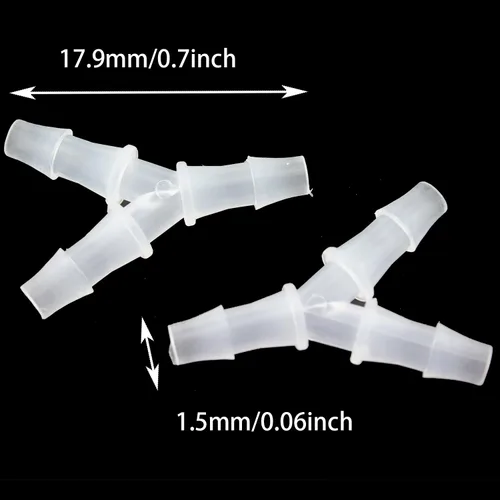 Vista 5 de TAODAN 10 unids 1/8 "manguera de plástico de púas iguales de púas 3 vías en forma de Y para manguera de polipropileno de plástico conectores