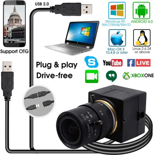 Vista 6 de SVPRO Cámara web USB 1080P HD con lente de zoom de 2.8 a 0.472 in, cámara web de enfoque manual para computadora, cámara H.264 de poca luz