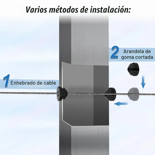 Vista 4 de Paquete de 100 fundas protectoras de goma para barandillas de cable
