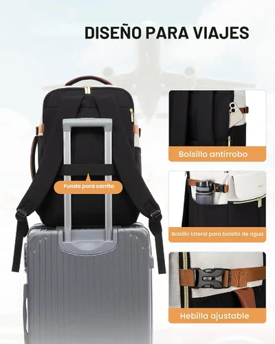 Vista 5 de LOVEVOOK: mochila de transporte de 40L, mochila de viaje para mujer con 3 cubos de embalaje