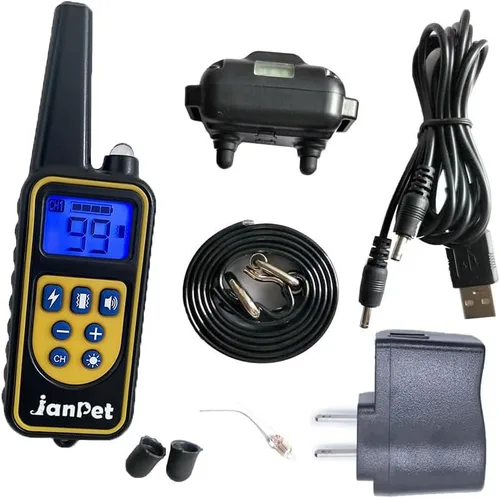 Vista 7 de Collar electrónico de choque para perro con control remoto, recargable e impermeable, collar de entrenamiento para perros medianos y grandes