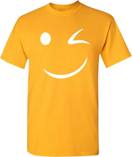 Vista 16 de Camiseta divertida con diseño de cara sonriente con texto en inglés «Happy Wink»
