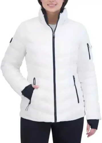 Vista 12 de Nautica Chaqueta acolchada de peso medio con capucha y ribete de piel sintética para mujer Negro