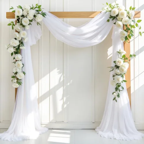 Vista 14 de LINXTAR 1 panel de tela para arco de boda, 1 panel de 30 x 18 pies, cortina de arco de gasa transparente azul bebé para cabina de fotos, despedida