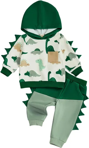 Vista 12 de Conjunto de ropa de otoño e invierno para bebé y niño, sudadera larga con capucha y pantalones para niños pequeños, 6, 12, 18, 24 meses, 2T Adorable