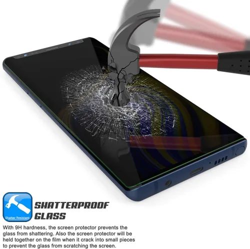 Vista 6 de PUNKSHIELD - Protector de pantalla de vidrio templado para Note 9, universal, compatible con funda 9H HD, sin burbujas, curvada de 0.013 in
