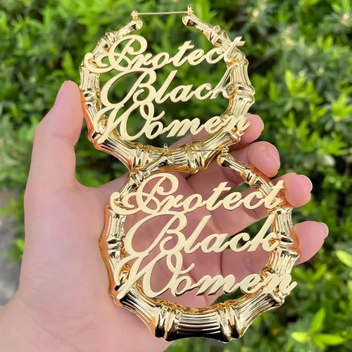 Vista 6 de Aretes de bambú grandes personalizados con nombre personalizado para mujeres, aretes de bambú, joyería para mujer, cumpleaños, día de la madre