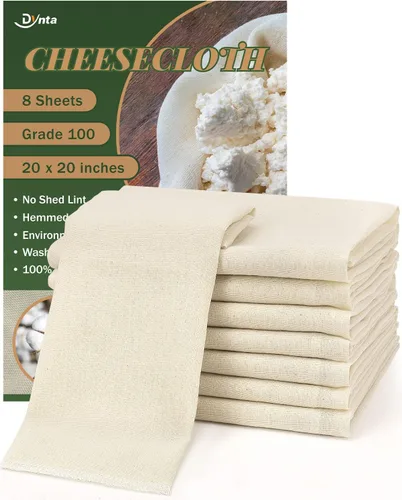 Vista 8 de Estopilla para colar grado 100, 5 piezas reutilizables con dobladillo de 20 x 20 pulgadas, 100% algodón sin blanquear para colar, filtrar, enlatar