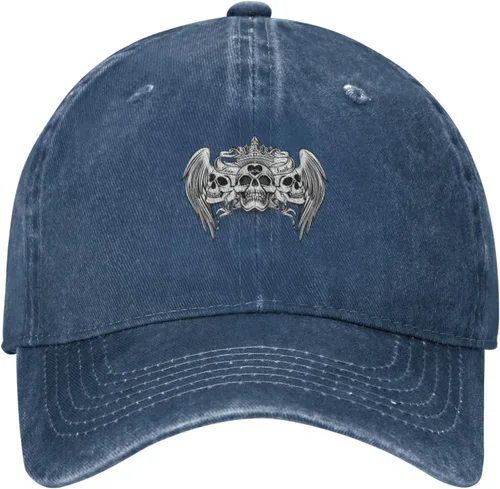 Vista 2 de Cowboy Hat Trendy Hats for Man and Women Djustable Four Season Outdoor Baseball Cap of Hell Skull with Angel Navy Blue