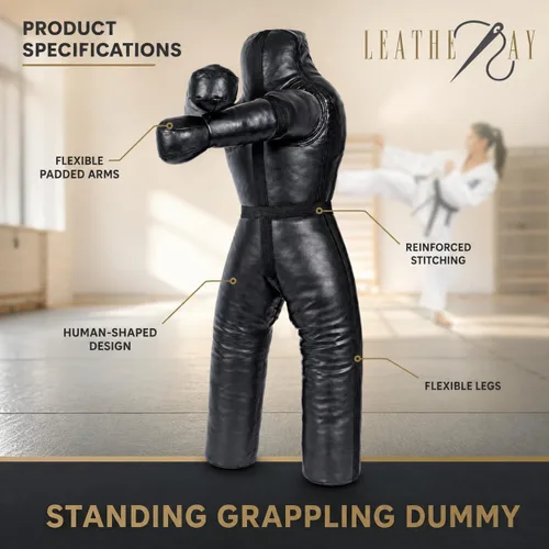 Vista 4 de Jiu Jitsu Judo Saco de boxeo Grappling Maniquí posición de pie Lucha Lucha Lanzamiento BJJ Dummy Jiu Jitsu Saco de boxeo Negro -Sin relleno
