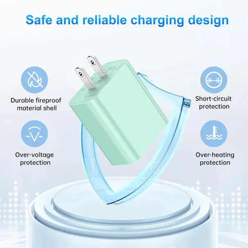 Vista 2 de Cargador para iPhone de carga rápida, [certificado MFi] Cargador de pared USB C de 20 W con cable USB C a Lightning de 6 pies, cable de carga rápida