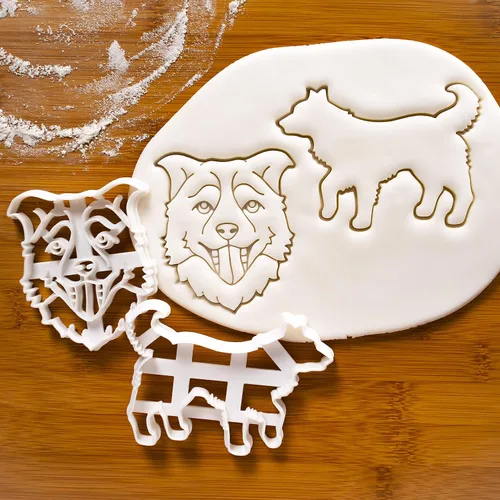 Vista 2 de Juego de 2 cortadores de galletas Border Collie (diseño: cara y silueta), 2 piezas - Bakerlogy