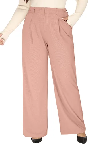 Vista 11 de Pantalones de vestir de pierna ancha de talla extragrande 1X-5X para mujer