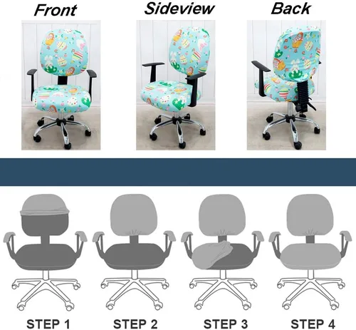 Vista 5 de Funda para silla de oficina de Pascua, funda protectora dividida y elástica universal para silla de trabajo, silla giratoria de computadora, silla