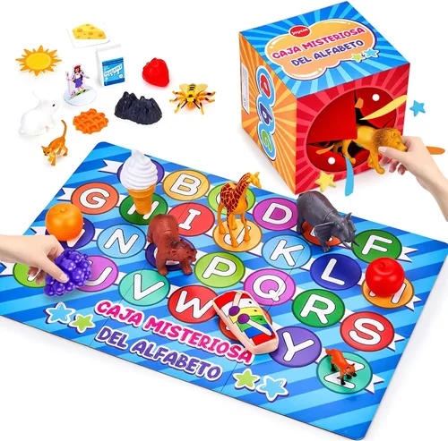 Vista 8 de JoyCat Caja misteriosa del alfabeto para niños, 26 piezas de clasificación de letras a juego, actividades, sonidos de letras, juguetes