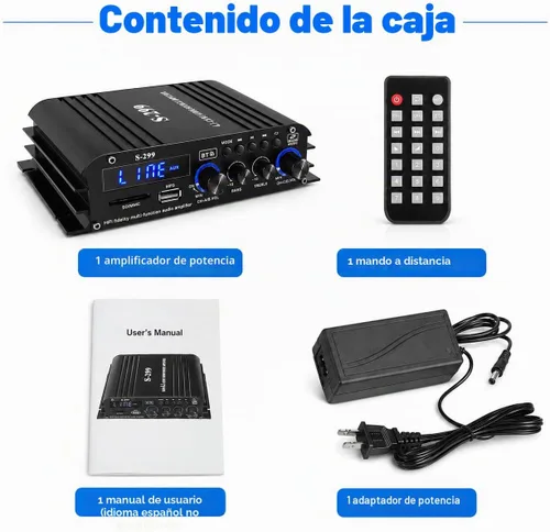 Vista 8 de Romicta Receptor amplificador de audio para el hogar de 4.1 canales, mini amplificador Bluetooth 5.0 con salida de subwoofer, RMS 4x50W MAX 800W