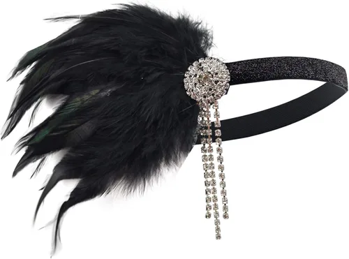 Vista 2 de DRESHOW - 1920s accesorios sets disfraz Gatsby diadema aretes guantes