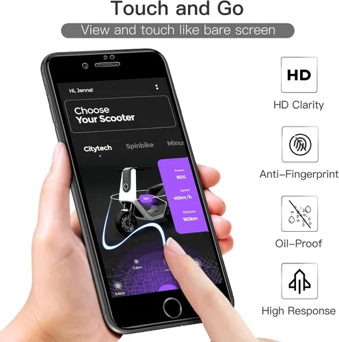 Vista 6 de JETech Protector de pantalla de cobertura total para iPhone SE 3 (2022)/SE 2 (2020)/8/7 de 4.7 pulgadas, película de vidrio templado con borde negro
