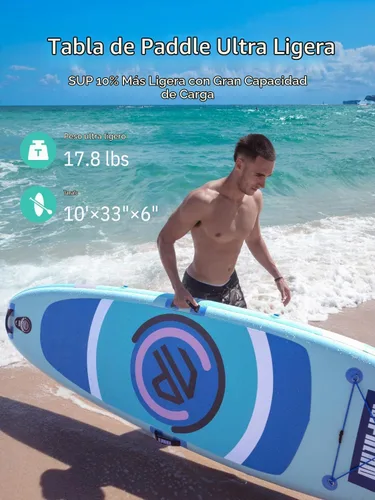 Vista 3 de Niphean 10' Inflatable Paddle Board, Ultra-Light SUP for Beginners